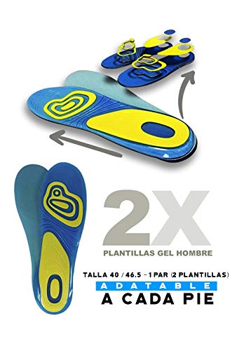 Plantillas gel hombre frio / calor – Comfort en todo momento – Mayor absorción del olor, el impacto y el sudor – Talla 42 / 48 – 1 par (2 plantillas) (Hombre)