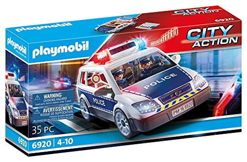 Playmobil City Action Playset, Coche De Policía con Luces Y Sonido, Multicolor (6920) + City Action Control De Policía, A Partir De 5 Años (6924)