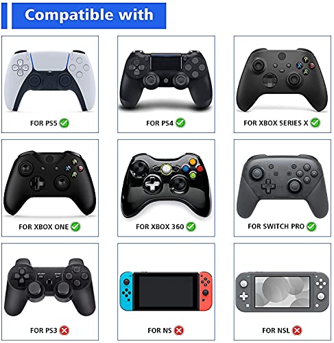 PlayVital 5 Pares de Aim Asistencia Joystick Amortiguador Esponja Anillos Precision Rings para PS5,para PS4,para Xbox Series X/S,para Xbox One/Xbox 360/Switch Pro Control-5 Colores 3 Diferente Fuerza