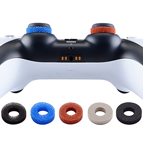PlayVital 5 Pares de Aim Asistencia Joystick Amortiguador Esponja Anillos Precision Rings para PS5,para PS4,para Xbox Series X/S,para Xbox One/Xbox 360/Switch Pro Control-5 Colores 3 Diferente Fuerza