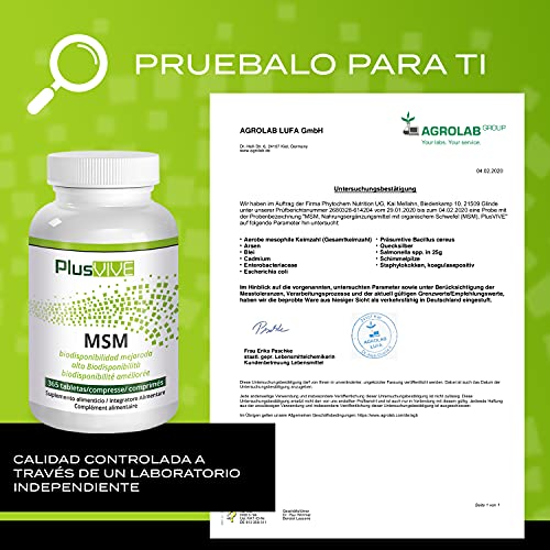 Plusvive - 365 cápsulas de MSM con matriz de biodisponibilidad