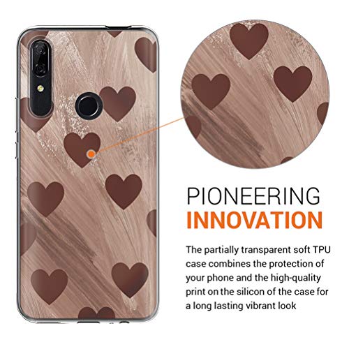 Pnakqil Funda Huawei P Smart Z Transparente Silicona con Dibujos Carcasa Ultra Fina Suave Caso TPU Piel [Antigolpes] Goma Protectora Cover para Huawei P Smart Z /Y9 Prime 2019, Amor marrón