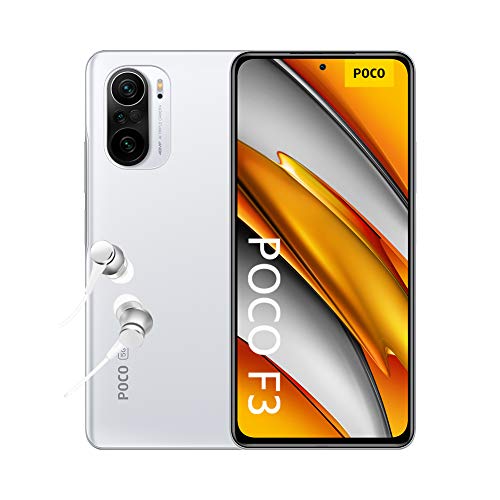 POCO F3 5G - Smartphone 6+128GB, 6,67” 120 Hz AMOLED DotDisplay, Snapdragon 870, cámara triple de 48MP, 4520 mAh, Blanco Ártico (versión ES/PT), incluye auriculares Mi