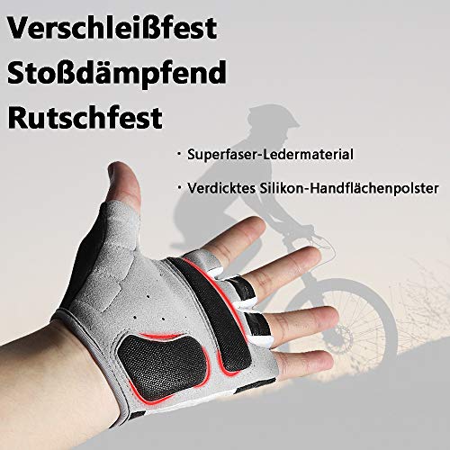 Podanic Guantes de Ciclismo Transpirables de Verano para MTB, Guantes de Ciclismo de Medio Dedo, Transpirables, Antideslizantes y Que Absorben Los Golpes, Guantes de Bicicleta de Montaña para Hombres