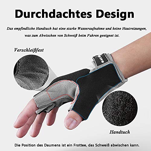 Podanic Guantes de Ciclismo Transpirables de Verano para MTB, Guantes de Ciclismo de Medio Dedo, Transpirables, Antideslizantes y Que Absorben Los Golpes, Guantes de Bicicleta de Montaña para Hombres