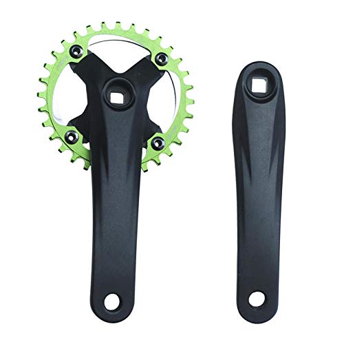 POHOVE Juego de manivela cuadrada de 170 mm MTB 104 BC D de una sola velocidad de bicicleta de montaña Chainset bicicleta estrecho diente ancho plato 30/32/34/36/38T reemplazo para biela de bicicleta