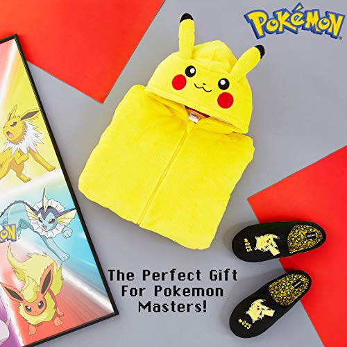 Pokemon Pijama Hombre Entero de Una Pieza, Pijama Hombre Invierno Pikachu Capucha 3D, Pijama Mono Forro Polar, Regalos para Hombres y Adolescentes Talla S - 2XL (Amarillo, M)