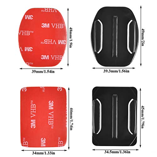 POKIENE Pegatinas Adhesivas para Cascos, 18 Curvas y 18 Planos para Cámara Deportiva, Soporte Adhesivo Curvo y Plano, Adhesivo de Montaje para Cámara de Acción, para Go Pro Hero 1/2/3 / Suptig, DV