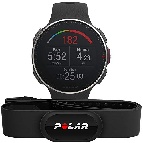 Polar Vantage V Titan HR: Reloj Premium con GPS y Frecuencia Cardíaca. Caja de Titanio. Sensor H10 - Multideporte y perfil de triatlón - Potencia de running, batería ultra larga, WR50m. Negro/Rojo