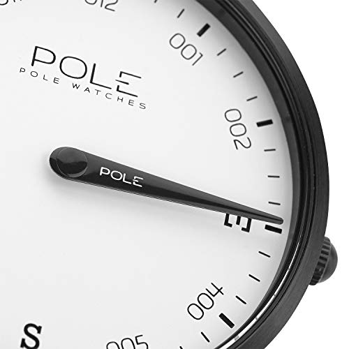 Pole Watches Reloj de Pulsera Analógico Monoaguja de Cuarzo para Hombre Esfera Blanca y Correa de Cuero Mostaza Modelo Compass Snowy B-1002BL-NE02