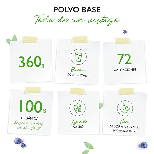 Polvo alcalino a base de citrato - 360 g (72 raciones) - Dosis extra alta: Con magnesio, zinc, potasio, calcio - Ayuno alcalino - Con sabor a naranja - Vegano