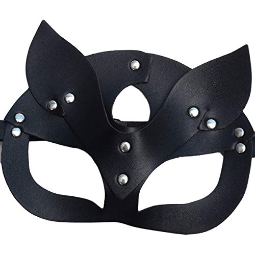 Ponacat máscara de Cosplay para Baile de Pelota de Fiesta de Halloween máscara de Cuero de Gato de Media Cara Sexy para Mujer