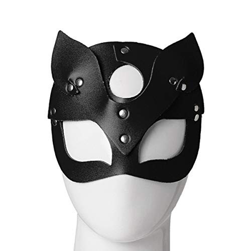 Ponacat máscara de Cosplay para Baile de Pelota de Fiesta de Halloween máscara de Cuero de Gato de Media Cara Sexy para Mujer