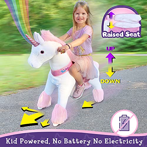 PonyCycle Oficial Modelo U 2021 Montar a Caballo Animal Que Camina Unicornio Juguete de Peluche (con Freno / U3 para Edades de 3-5 años) Unicornio Rosa Ux302