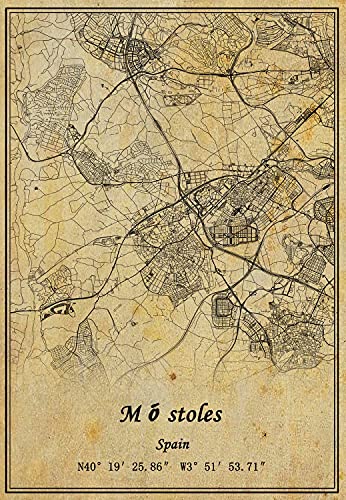 Póster de mapa de España Móstoles para pared, diseño vintage, sin marco, para decoración de regalo, 40,6 x 50,8 cm