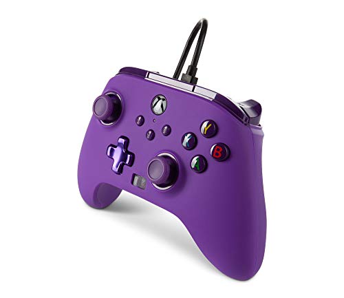 PowerA - Mando con cable mejorado para Xbox Series X y S, color morado (Royal Purple)