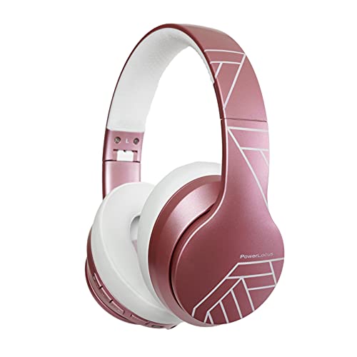 PowerLocus Auriculares Inalámbricos Diadema, Cascos Bluetooth con Micrófono Incorporado,Hi-Fi Sonido Estéreo Super Bass Audifonos Inalámbrico y con Cable para iPhone/Samsung/Móviles/iPad/PC (Oro Rosa)