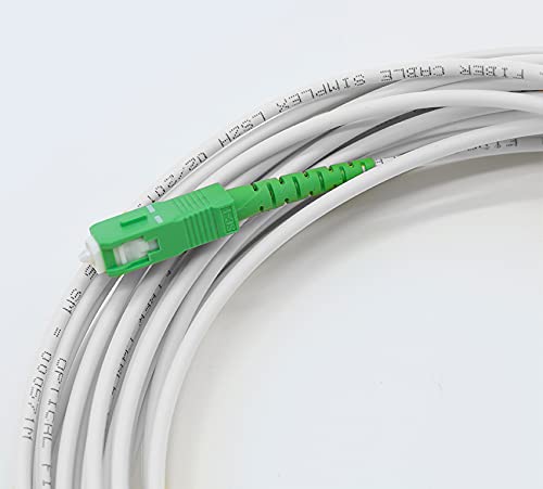 PRENDELUZ Cable Fibra ÓPTICA Universal - Color Blanco SC/APC a SC/APC monomodo simplex 9/125, Compatible con Orange, Movistar, Vodafone, Jazztel. (1 Metro)