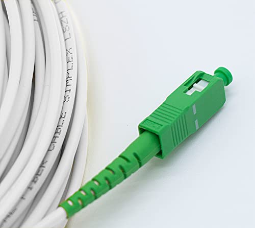 PRENDELUZ Cable Fibra ÓPTICA Universal - Color Blanco SC/APC a SC/APC monomodo simplex 9/125, Compatible con Orange, Movistar, Vodafone, Jazztel. (1 Metro)