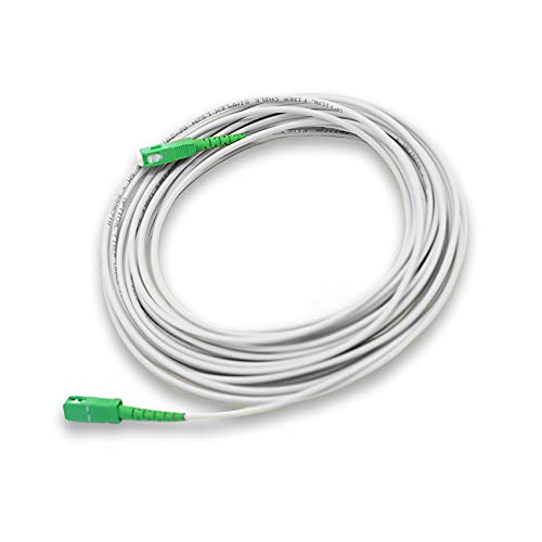 PRENDELUZ Cable Fibra ÓPTICA Universal - Color Blanco SC/APC a SC/APC monomodo simplex 9/125, Compatible con Orange, Movistar, Vodafone, Jazztel. (1 Metro)