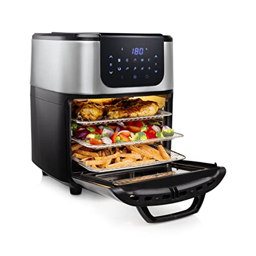 Princess 182075 Freidora sin aceite y Horno de aire caliente con Cesta Giratoria, multifunción, accesorios incluidos, 10 programas, pantalla digital táctil, 1800 W, 11 L, 30 Recetas PDF