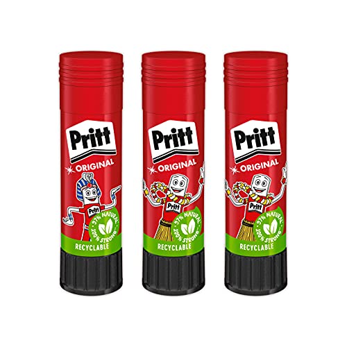 Pritt Barra Adhesiva, pegamento infantil seguro para niños para manualidades, cola universal de adhesión fuerte para estuche escolar y oficina, 2+1 x 22 g Pritt Stick