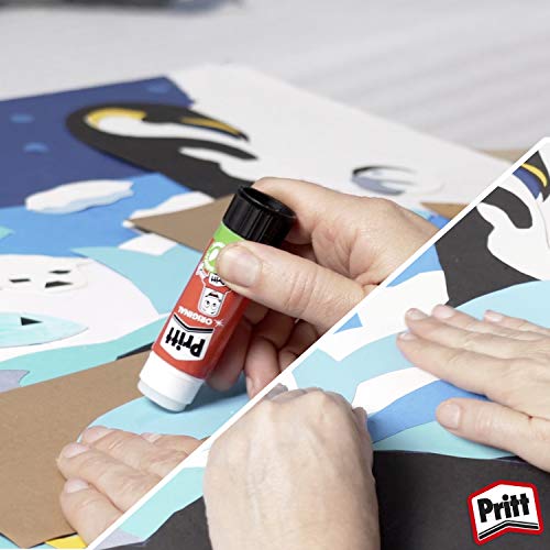 Pritt Barra Adhesiva, pegamento infantil seguro para niños para manualidades, cola universal de adhesión fuerte para estuche escolar y oficina, 3+1 x 11 g Pritt Stick