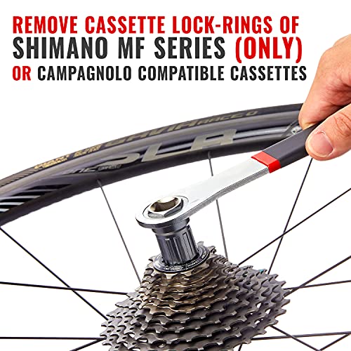 PRO BIKE TOOL Cassette Lock Ring Tool para Shimano MF Series & Campagnolo Cassettes para reparación y mantenimiento de bicicletas – para bicicletas de carretera o montaña