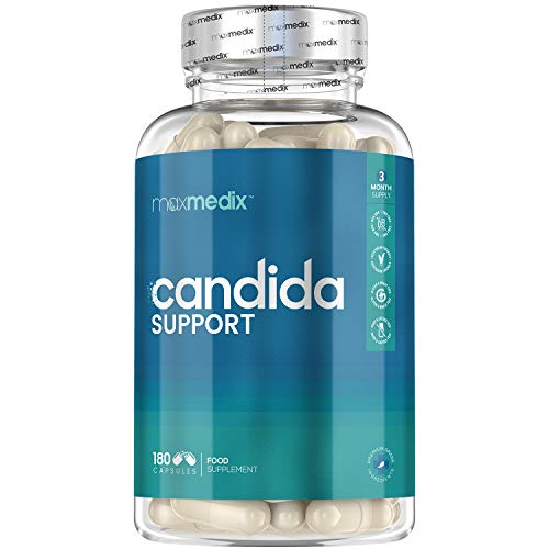 Probiótico Cándida Support 180 Cápsulas - Para la Flora Intestinal y la Cándida, Con Lactobacillus Acidophilus, Bífidobacterias y Prebioticos Ácido Caprílico y Zinc, Sin Gluten y Sin Lactosa