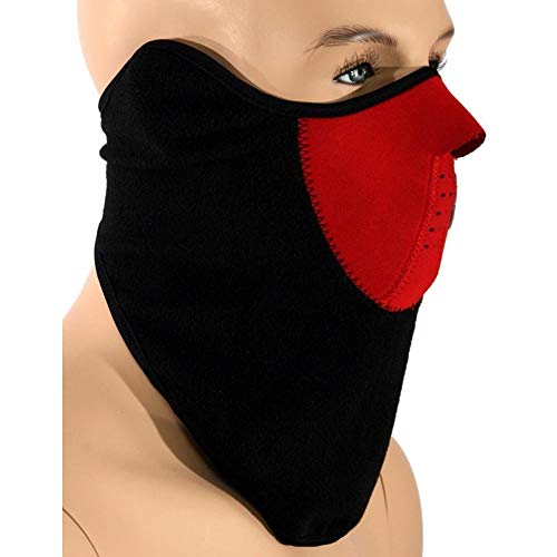 Protector Cara Polar Rojo Negro para Ciudad, Moto, Motocicleta, Bici, Esquí