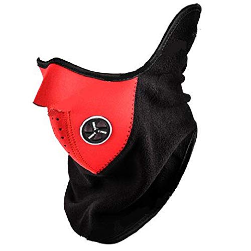 Protector Cara Polar Rojo Negro para Ciudad, Moto, Motocicleta, Bici, Esquí