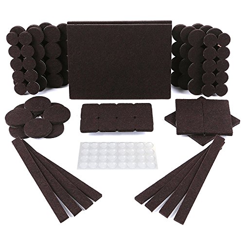 Protectores para patas de mesa. Juego de 150: 118 fieltros adhesivos y 32 lagrimas silicona adhesivas. Protector adhesivo para patas de sillas, fieltro para sillas de 5mm de grosor y más durabilidad