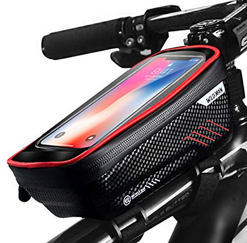 PROZADA Bolsa Bicicleta Impermeable, Bolsa de Bicicleta con Teléfono Sensitive Touch Screen de hasta 6.5 Pulgadas, Gran Espacio de Almacenamiento (Red)