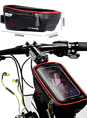PROZADA Bolsa Bicicleta Impermeable, Bolsa de Bicicleta con Teléfono Sensitive Touch Screen de hasta 6.5 Pulgadas, Gran Espacio de Almacenamiento (Red)