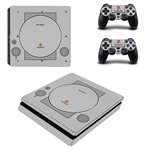 Ps4 Slim Skins Para Consola Y Controlador De 46 North Design, La Misma Calidad De Calcomanía Para Automóviles, Gris Vintage Logo Antiguo PS1 Retro, Compatible Con Ps4 Slim, Fabricado En Canadá