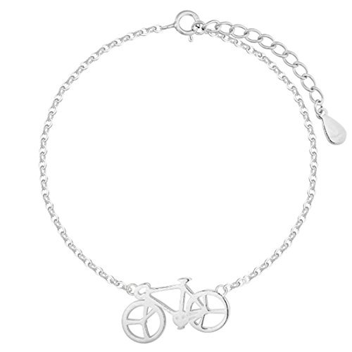 Pulsera de plata para bicicleta, regalo para ella, novia, amante de la bicicleta
