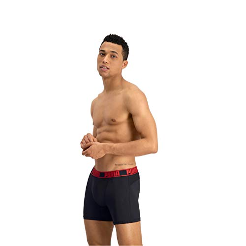 Puma Active Boxer 2P Packed Ropa interior de deporte, Rojo (black/red 232), X-Large (Tallas De Fabricante: 040) (Pack de 2 para Hombre