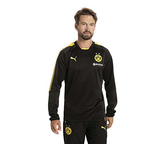 Puma BVB Logo Camiseta, Hombre, Negro / Cyber Amarillo, S