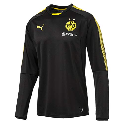 Puma BVB Logo Camiseta, Hombre, Negro / Cyber Amarillo, S