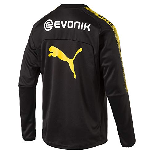 Puma BVB Logo Camiseta, Hombre, Negro / Cyber Amarillo, S