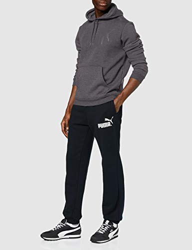 PUMA ESS Hoody FL Big Logo Sudadera, Hombre, Dark Gray Heather, L