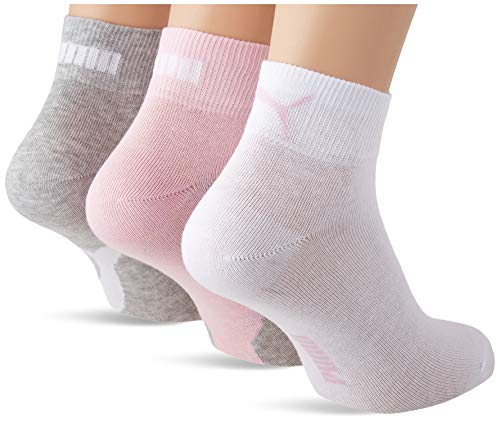 PUMA Lifestyle Quarter Socks (3 Pack) Calcetines, Basic Pink, 39/42 Unisex Adulto