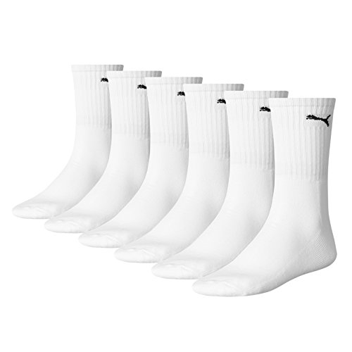 Puma Sport Cush Crew 6P, Calcetines Unisex, Paquete de 6, Blanco (White), EU 39-42