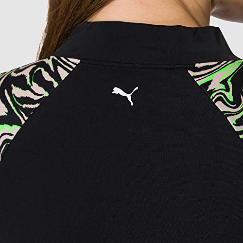 PUMA Swim Women's Cropped Rash Guard Camiseta, Negro Combo, L para Mujer
