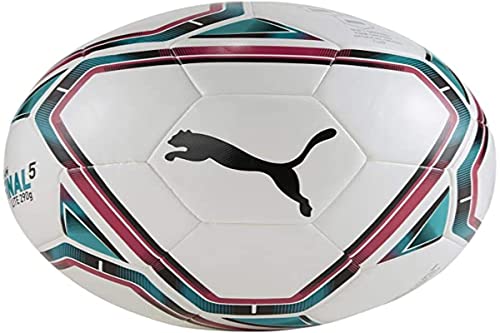 PUMA teamFINAL 21 Lite Ball 290g Balón de Fútbol, Unisex Adulto, White-Rose Red-Ocean Depths Black, 5