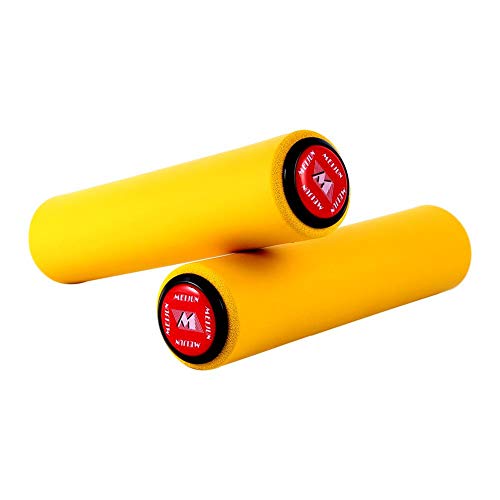 Puños de Bicicletas de Montana 1 Par de Agarre de Manillar Absorbe Golpes con Extremos MTB XC FR Diámetro de Ciclismo 18 MM(Amarillo)