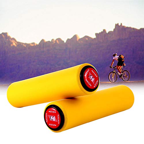 Puños de Bicicletas de Montana 1 Par de Agarre de Manillar Absorbe Golpes con Extremos MTB XC FR Diámetro de Ciclismo 18 MM(Amarillo)