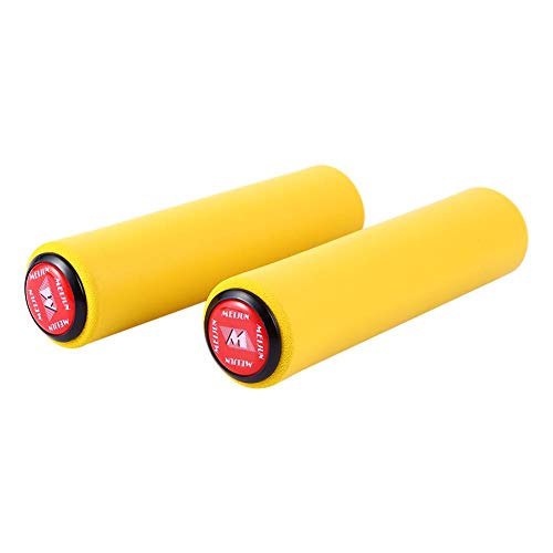 Puños de Bicicletas de Montana 1 Par de Agarre de Manillar Absorbe Golpes con Extremos MTB XC FR Diámetro de Ciclismo 18 MM(Amarillo)