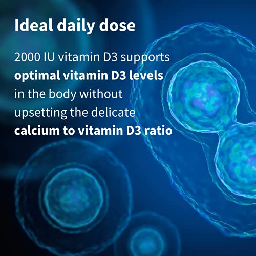 Pure & Essential Vitamina D3 Diaria, colecalciferol 2000 UI, suministro diario para un año, 365 comprimidos