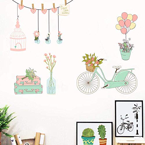 Q-T Pegatina Bicicleta Globo Dormitorio Habitación Autoadhesiva Fácil de Quitar (Color: A, Tamaño: 70 * 92 Cm), Pegatina de Pared, a